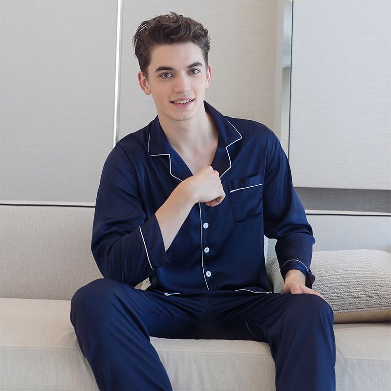 Herrepyjamas Langærmet Cardigan Reverssæt Fashion Homewear