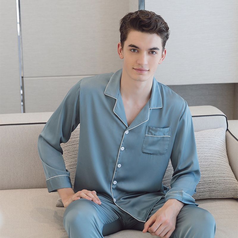 Herrepyjamas Langærmet Cardigan Reverssæt Fashion Homewear