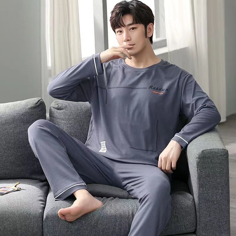 Herrepyjamas Langærmet Hjemmetøjssæt Løst