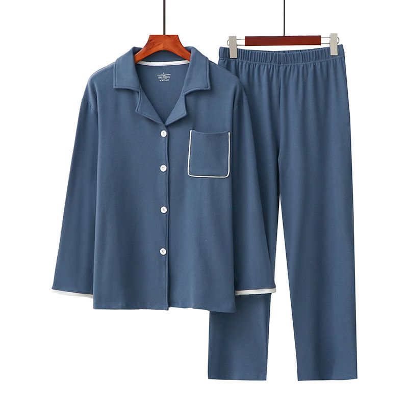 Mænd Lapels Stretch Loungewear Pyjamassæt