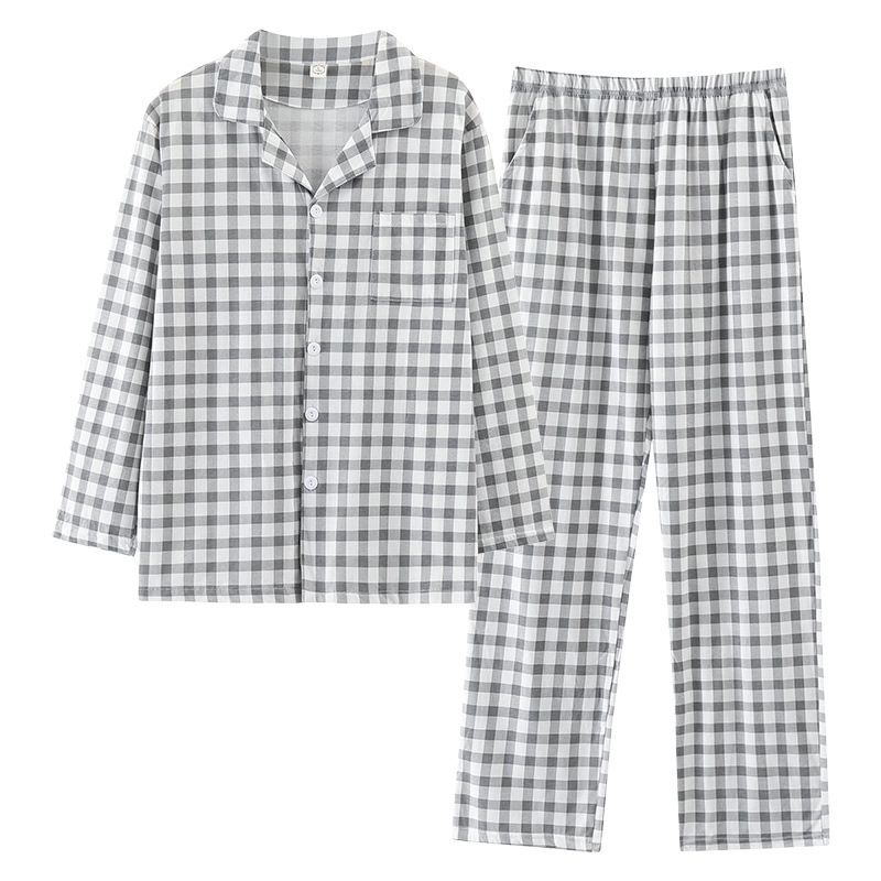 Mænds Pyjamas Lange Ærmer Løse Afslappede Hjemmetøjssæt
