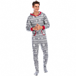 Mænds Pyjamas Loungewear Printede Lange Ærmer One-piece