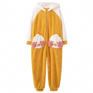Pyjamas I Ét Stykke Plus Fleece Fortykket Tegneserie Sødt Flannel Hjemmetøj Til Mænd