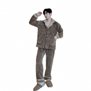 Pyjamas Mænds Flannel Revers Todelt Sæt Hjemmetøj