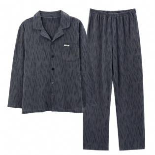 Tynd Herrepyjamas Casual Cardigan Langærmet Hjemmetøjssæt