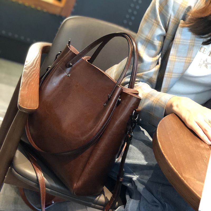 Koskind Stor Kvindelig 2023 Ny Skuldertaske Bærbar Messenger Taske Ægte Læder Kvindetaske High-end Sense