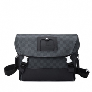 Messenger Bag Herre 2023 Ny Taske Skakternet Mode Afslappet Med Betræk Ægte Okselæder